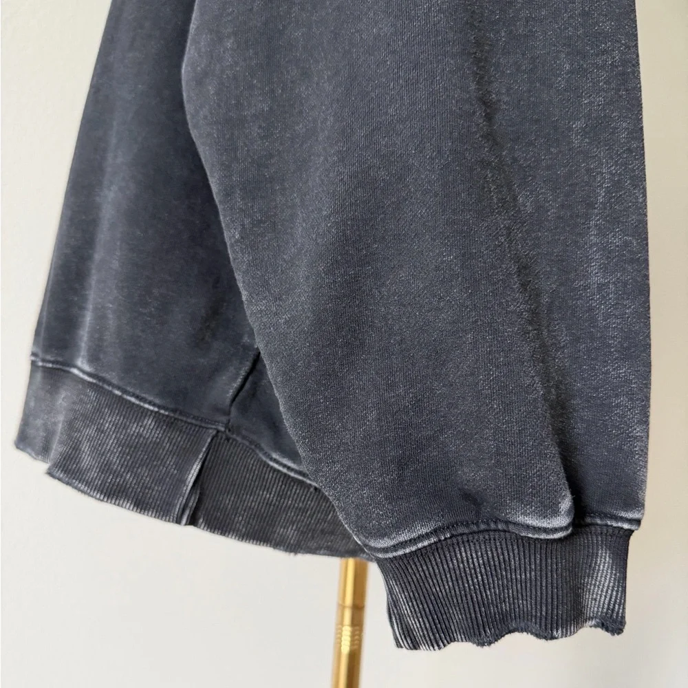 Anine Bing Tyler Cotton Logo Washed Black Crew Neck Sweatshirt-Scandi Girl Style - Picture 5 of 16